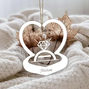 Personalized Engagement Ring Ornament, Will You Marry Me Sign, Proposal Ring Gift, Engagement Idea, Fiance Gift, Marry Me Ornament For Her festive ornament
