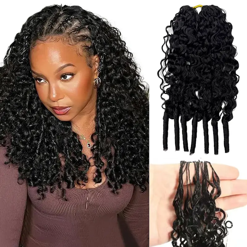 [HOT] Burmese Curly Crochet Hair Human Hair Extensions Miracle Knots Pre-Separated 50g/Pack (32-38 Strands Per Pack）– Knotless Boho Braids, 4-5 Packs for Full Head, Multiple Curly & Wave Textures Protective Hairstyles For Black Women, Miracle Knots Human