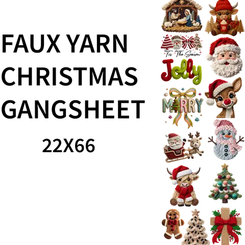 Faux Yarn Christmas DTF Gangsheet for apparel making