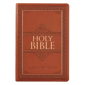 Saddle Tan Faux Leather Large Print Thinline King James Version Bible with Thumb Index