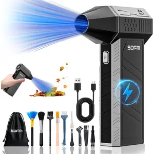 SDFM Air Duster - 130000RPM Compressed Air Duster,3 Gear Jet Dry Blower can Reusable Can for Computer Keyboard,Outdoors,Car,Home.- (Black)