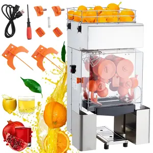 GARVEE Commercial Juicer Machine, 110V Automatic Feeding Juice Extractor, 120W Orange Squeezer for 20-30 per Minute, with Pull-Out Filter Box SUS 304 Tank PP Cover and Two Peel Collecting Buckets