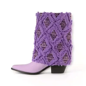 Gram Glam Purple Boots with Crystal Diamonds