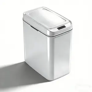 Dual Sensor Automatic Trash Can, 15L/3.96 Gallon Contactless Smart Garbage Bin, Hand & Knee Sensing, Space-Saving Modern Design