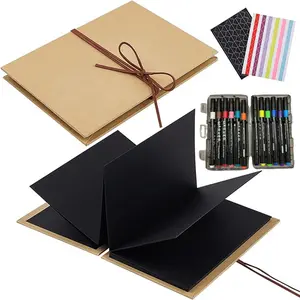 Scrapbook Album 6x8 Inch Small Photo Album with DIY Accessories Set, Stretchable Folding Kraft Paper Memory Book for Wedding Anniversary