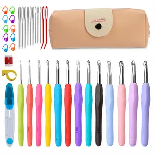 Uberr 50 Pcs Complete Crochet Kit for Beginners, 14 Sizes Hooks with Ergonomic Grip Soft Handles for Arthritic Hands, All-in-One Knitting Supplies with Case - Ideal Gift for Mom & Craft Lovers