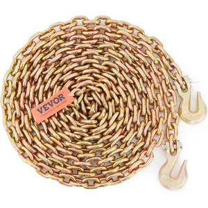 VEVOR Transport Binder Chain, 3/8''x20' Tow Chain with Grab Hooks, 7100lbs Safe Working Load, G80 Heavy Duty Chain, Logging Chain for Transporting Towing, Tie Down Binding EquipmentVEVOR Super Brand Day
