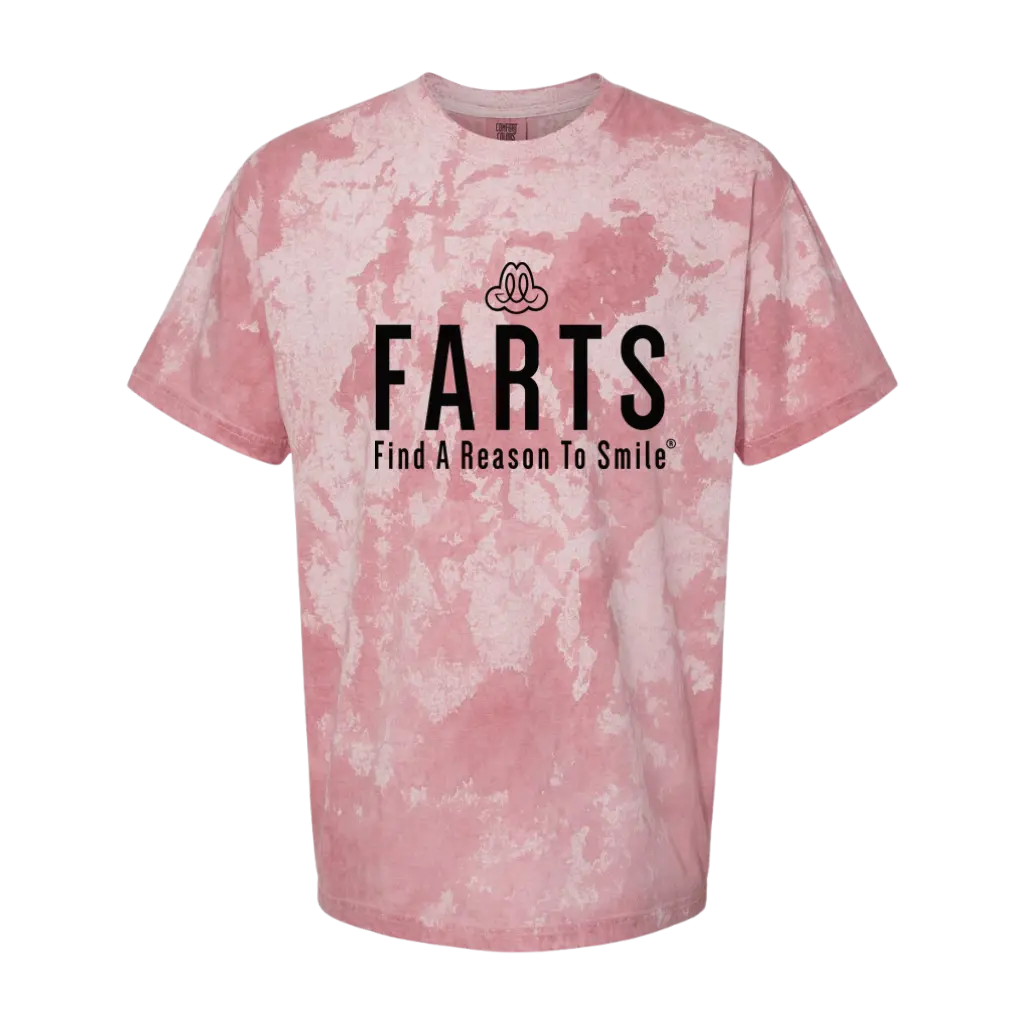 FARTS Tie-Dye Powder Puff Pink Tee – Mental Health Shirt with Uplifting Energy