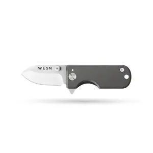 WESN Microblade Titanium Kitchen Knife with Redesigned Pocket Clip, Removable Thumb Stud, and Smoother Mechanics, Knives