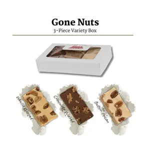 Uncle Butch's Gone Nuts Fudge Variety Pack - Decadent Vanilla Walnut, Chocolate Walnut and Butter Pecan - Made with Real Butter - Delicious Candy Treat for Dessert or Snack - Gift Classic Fudgy Goodness with a Nutty Crunch - Ships Fresh Daily - 24oz