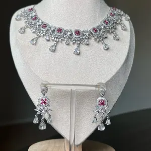 Natasha American diamond necklace set with earrings
