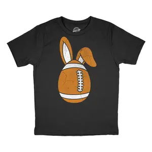 Youth Funny T Shirts Football Easter Egg Sarcastic Easter Sunday Tee For Kids Funny T Shirts Easter Tops for Kid Funny Football Short Sleeve Novelty Tees for Kids Black -