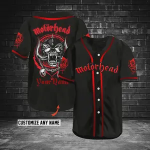 Personalized Unisex Motorhead Rock Band Printed Baseball Jersey Shirt