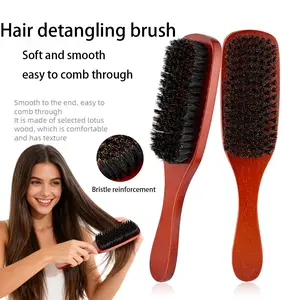 Reinforced Bristle Styling Brush for Women\Men and Barbers – Medium Bristles for Thick and Curly Hair – Use for Detangling, Smoothing, Wave Styles, Restore Shine and Textur