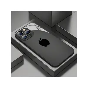Stylish And Simple Black Apple Pattern Mobile Phone Case For IPhone 16ProMax/15Pro/14Plus/13/12/11/X/XR/XsMax, Fashionable Design, Tempered Glass, Protective Cover With High-End Feel