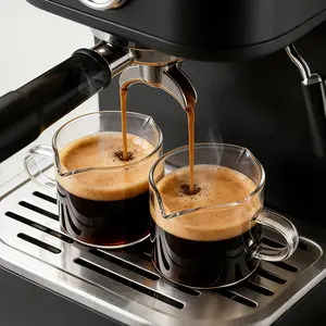 Espresso Cups Set of 2: Espresso Machine Accessories - Espresso Shot Cups for  Baristas - Essential Coffee Bar Accessories - 4oz Glass Espresso Cup Set with Handled and Spout