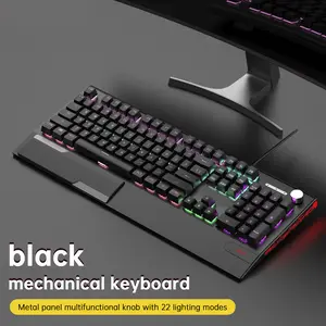 K1000 Keyboard Wired 104key Red Switches for PC Chroma RGB Wrist Rest Mechanical Keyboard