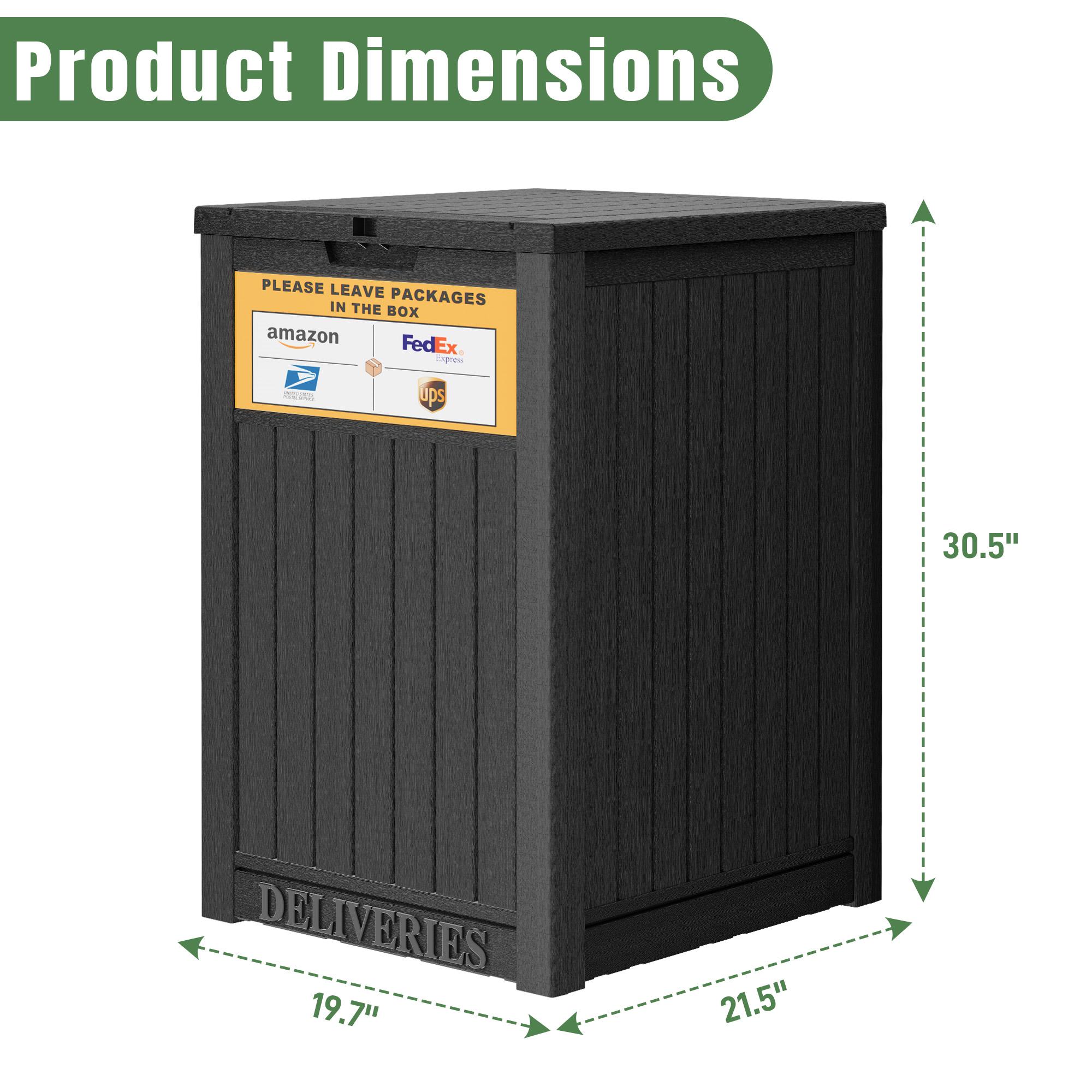 RIWENGO Package Delivery Box for Outside with Sign, 48 Gallon Storage with Lockable Secure, Large Double Wall Resin Outdoor Package Delivery Waterproof Secure Anti