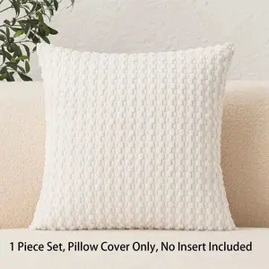 Soft Bohemian Striped Velvet Pillow Cover, 20x20 Inch, Country Style Decorative Blanket Pillowcase, for Bed Sofa Living Room Bedroom, Room Cozy Accessories