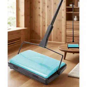 Low-Profile Carpet Sweeper with Brush - Efficient Pet Hair & Dust Removal for Home, Office - Lightweight Rugs Cleaner - Small Debris & Paper Pickup - Easy Storage Compact Design