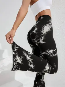 High Waist Tie-Dye Straight-Leg Bell Bottoms, Slim-Fitting Fashion Sportswear, Casual Commuter Wear, Indoor Fitness Yoga Outdoor Running