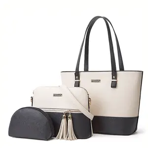 GORFIA Women's 3PCS Bag Set - Elegant Soft PU Handbag, Large Capacity Tote Bag, Mini Purse, Adjustable Straps, Magnetic Clip Closure