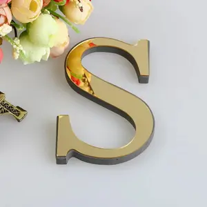 Alphabet Mirror Wall Stickers, 3D Acrylic Self-Adhesive Art Letter