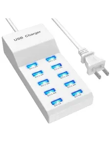 10 Ports USB Charging Station Hub 50W USB Wall Charger Fast Charging Power Adapter for Phone Tablet