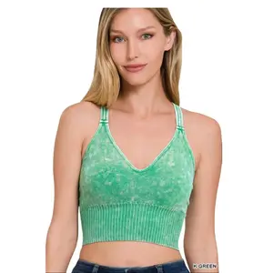 Mya Washed crisscross strap Back Cropped Tank Top Basic Fit Short Womenswear Casual Chic Comfortable Elegant Fitted Sexy Style Tube Formal Pieces