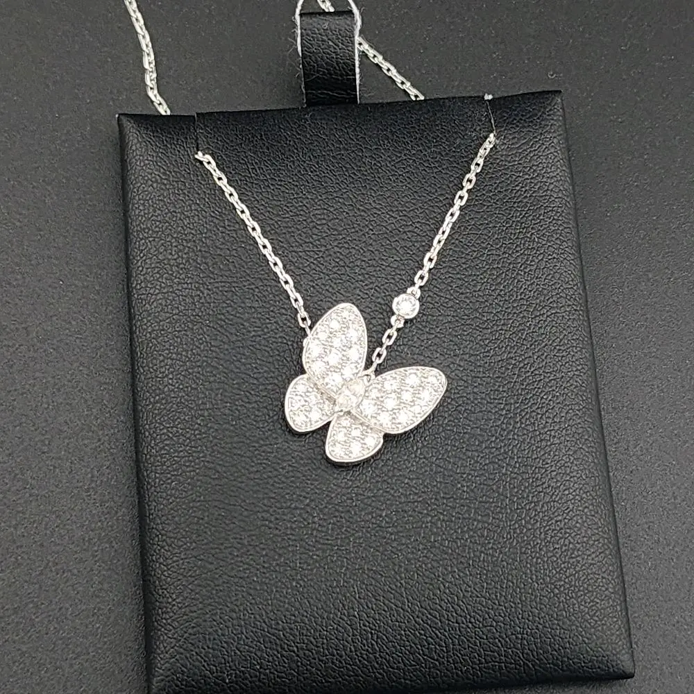 18k White Gold Butterfly Necklace with Diamonds