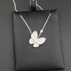 18k White Gold Butterfly Necklace with Diamonds