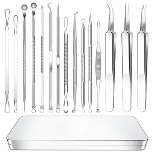 Stainless Steel Acne Removal Tool Set, Professional Facial Care Tool with Storage Case, Stainless Acne Extractor, Skincare Tools for Women & Men
