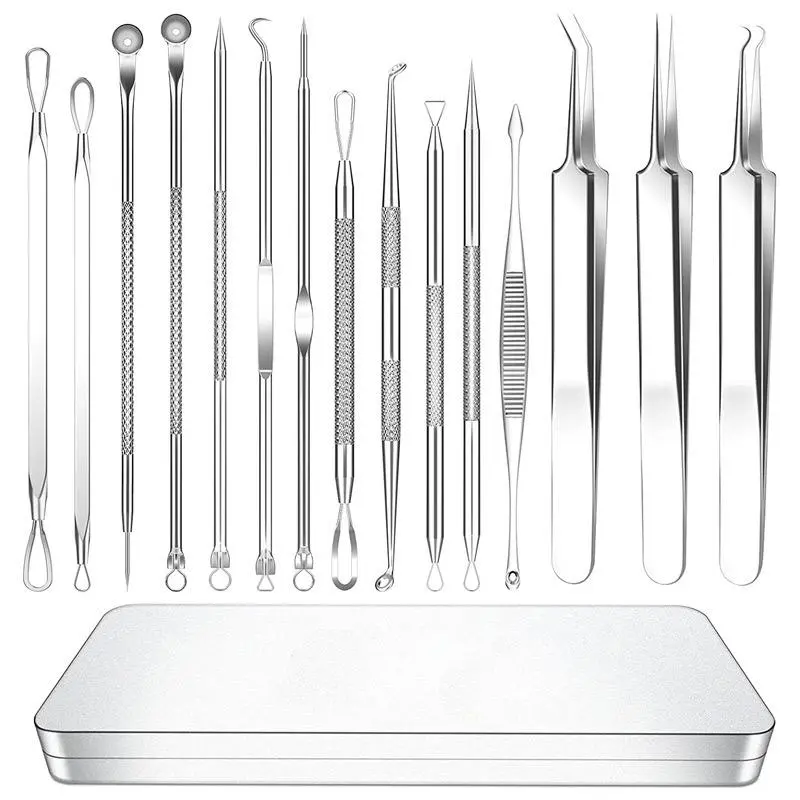 Stainless Steel Acne Removal Tool Set, Professional Facial Care Tool with Storage Case, Stainless Acne Extractor, Skincare Tools for Women & Men, Beauty Tools