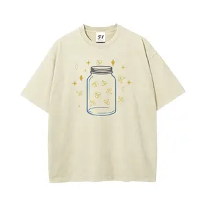 Jar of Fireflies Shirt, Cute Lightning Bugs Tee Oversize Unisex Washed T-Shirt for Women and Men's Unisex Fit Batik Cotton Oversize Streetwear Menswear  Super Soft Pre-Shrunk