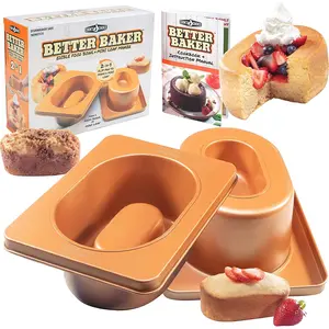 Cook's Choice 2-In-1 Better Baker Edible Food Bowl & Mini Loaf Maker w Recipe Cookbook- XL Bowl & Cake- Double-Sided Stainless Steel Non-Stick Pan