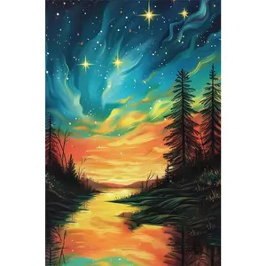 1PCS Starry Night Sky Diamond Painting Kits for Adults Kids DIY Crystal Rhinestone Embroidery Art Craft