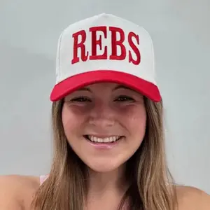 LULU Mac Women's LM-3041 Rebs Baseball Cap in Red and White with Adjustable Snapback Strap and Ponytail-Friendly Design