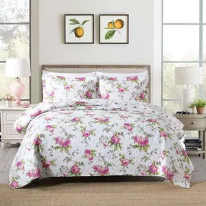 3-piece quilted comforter set with a lightweight floral print. 100% polyester Perfect gift.
