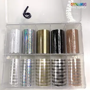 Gold Brown Silver Metallic Pattern Transfer Foil set for nail designs