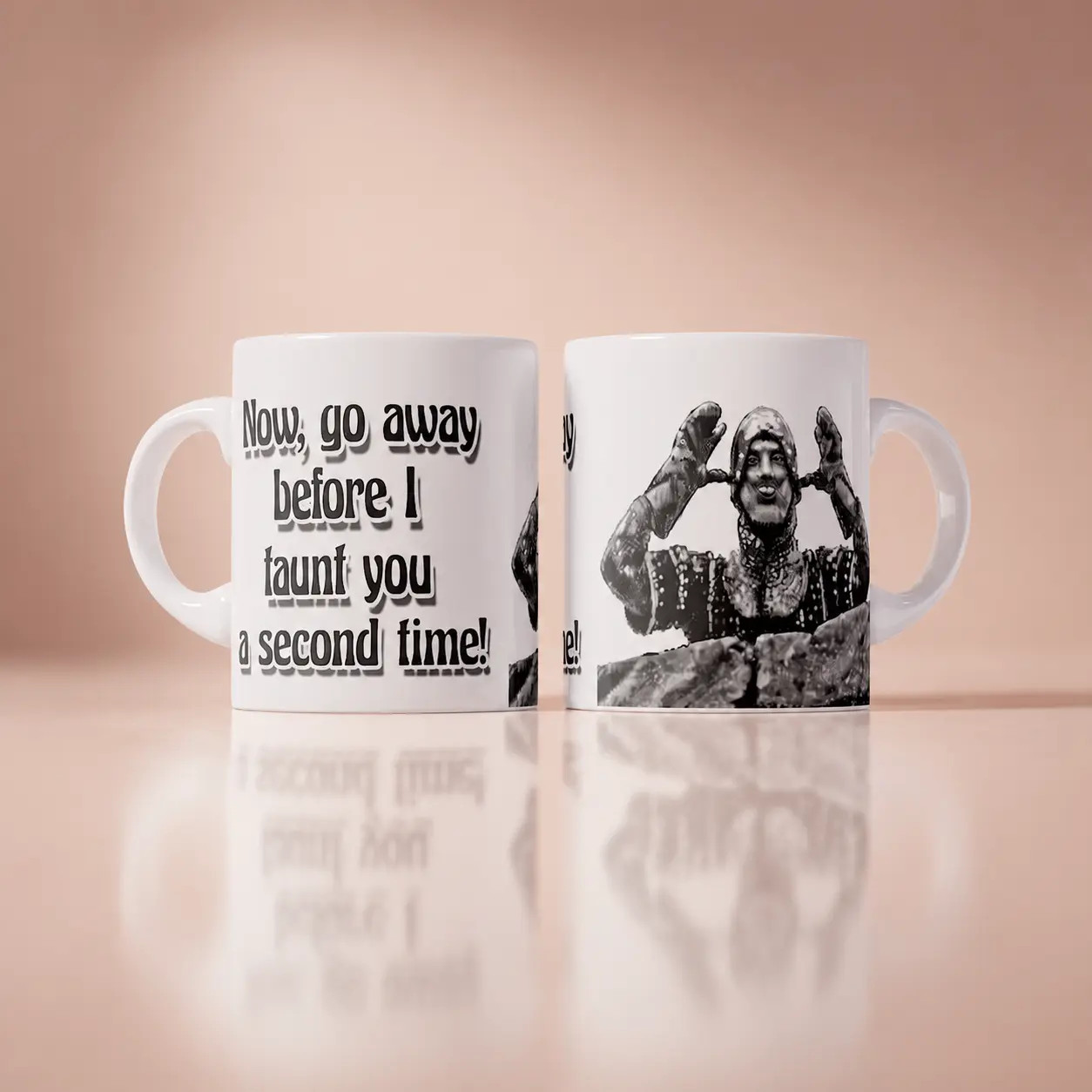 Now Go Away Before I Taunt You A Second Time Mug, Monty Python Coffee Cup, Funny 1975 Weirdcore Y2K Aesthetic Gift