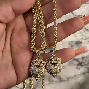 Crown heart diamond necklace
