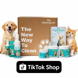 Pet Spa Cleaning Kit – The New Way To Clean | All-in-One No-Rinse Grooming & Care Set for Dogs & Cats with Glove Wipes, Eye Wipes, Foaming Paw Cleaner, Ear Drops, Teeth Finger Wipes & Deodorant Spray