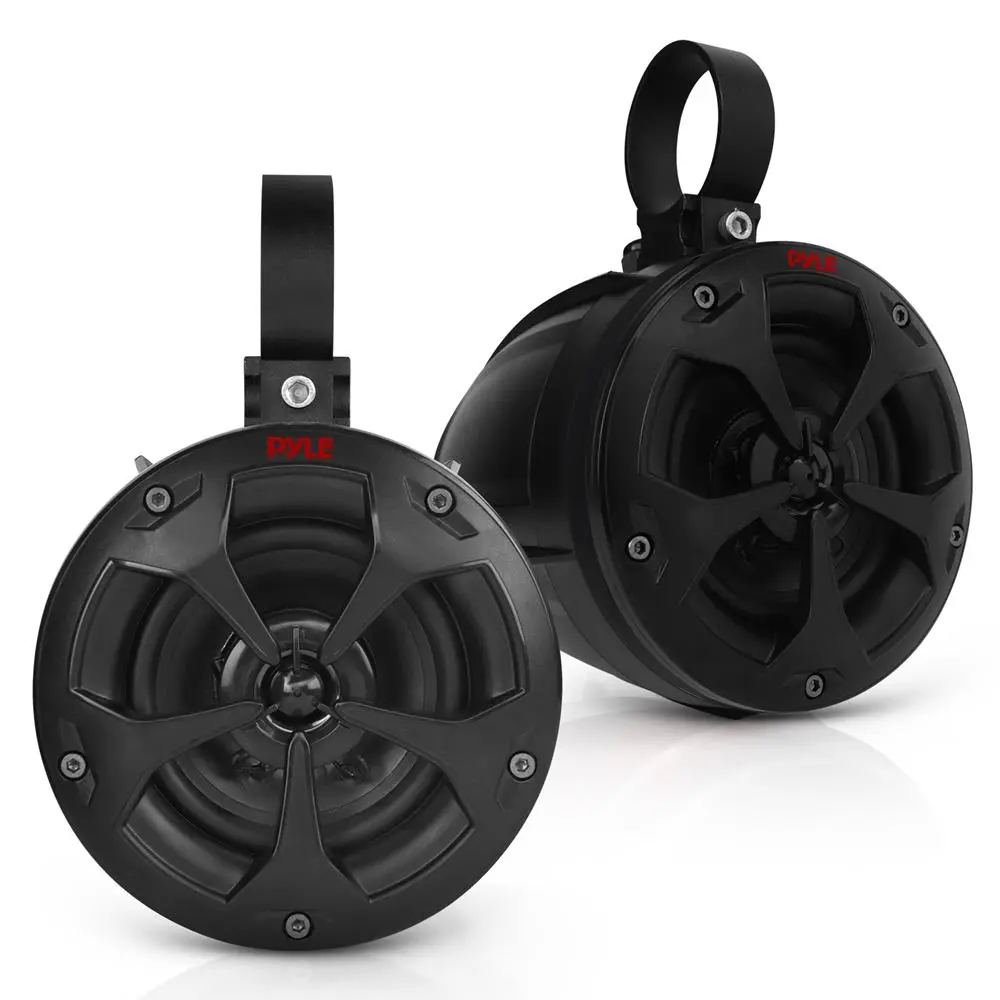 4" Off-Road Marine Grade Waterproof Bluetooth Speakers - Black  | 800W 2-Way Full Range Stereo Sound System with Built-In Amplifier - Roll-Bar Mount Speaker for ATV, UTV, Jeep & Marine Use
