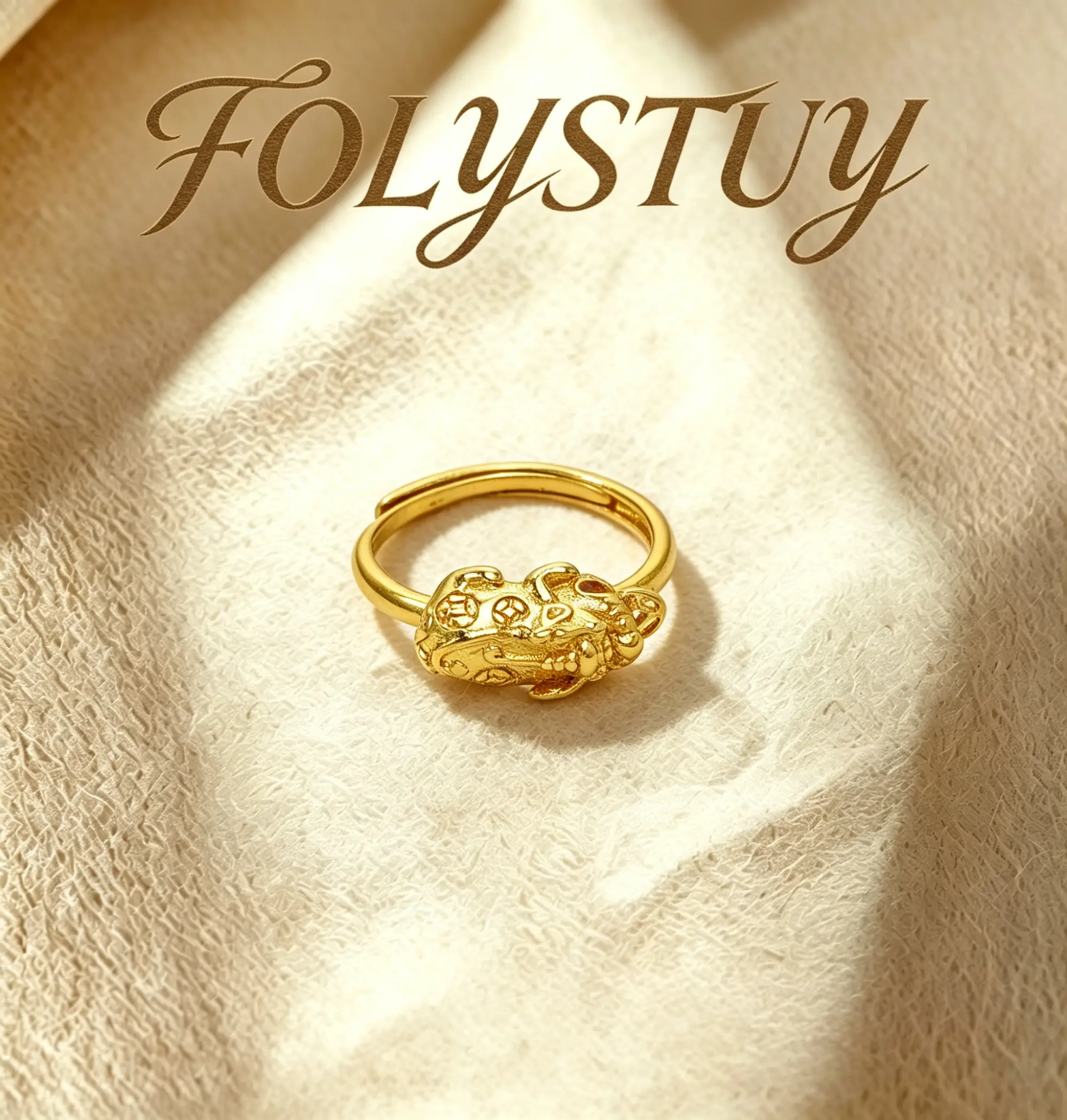 【FOLYSTUY(YNZ53)】Exquisite Coin & Pixiu Ring - Intricate Design Blending Ancient Coins with Mythical Pixiu Motifs