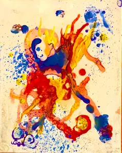 Wall Art Contemporary Acrylic on Canvas Painting titled "Jester" by Shahla Reynolds Decoration Living Room Poster