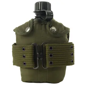Olive Drab - Military GI Style 1 Quart Plastic Canteen with Pistol Belt Kit