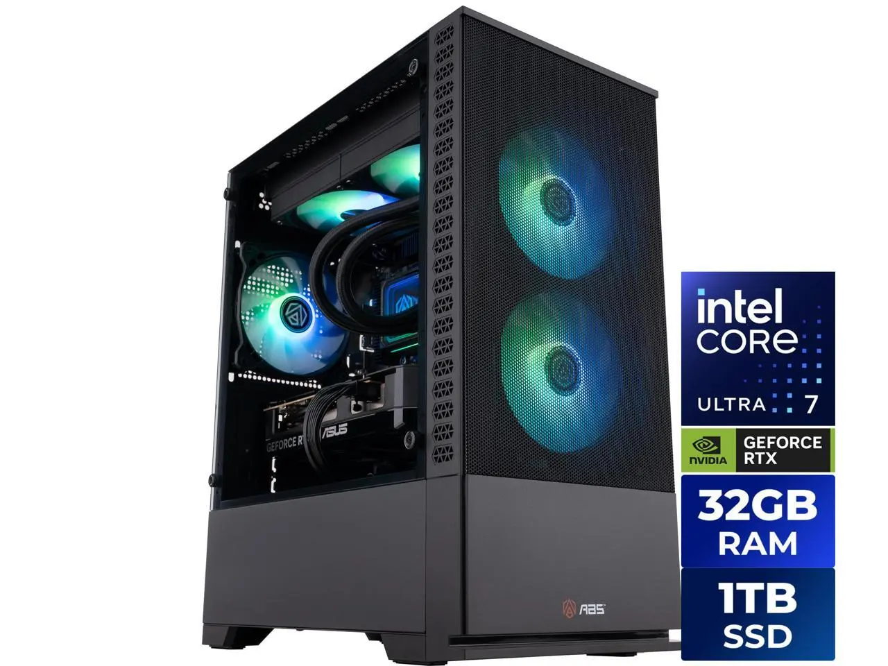 ABS Cyclone Aqua Prebuilt Gaming PC - Windows 11 - Intel Core Ultra 7 270K Plus - GeForce RTX 5060 Ti 16GB - DLSS 4 - 32GB DDR5 - 1TB NVMe SSD