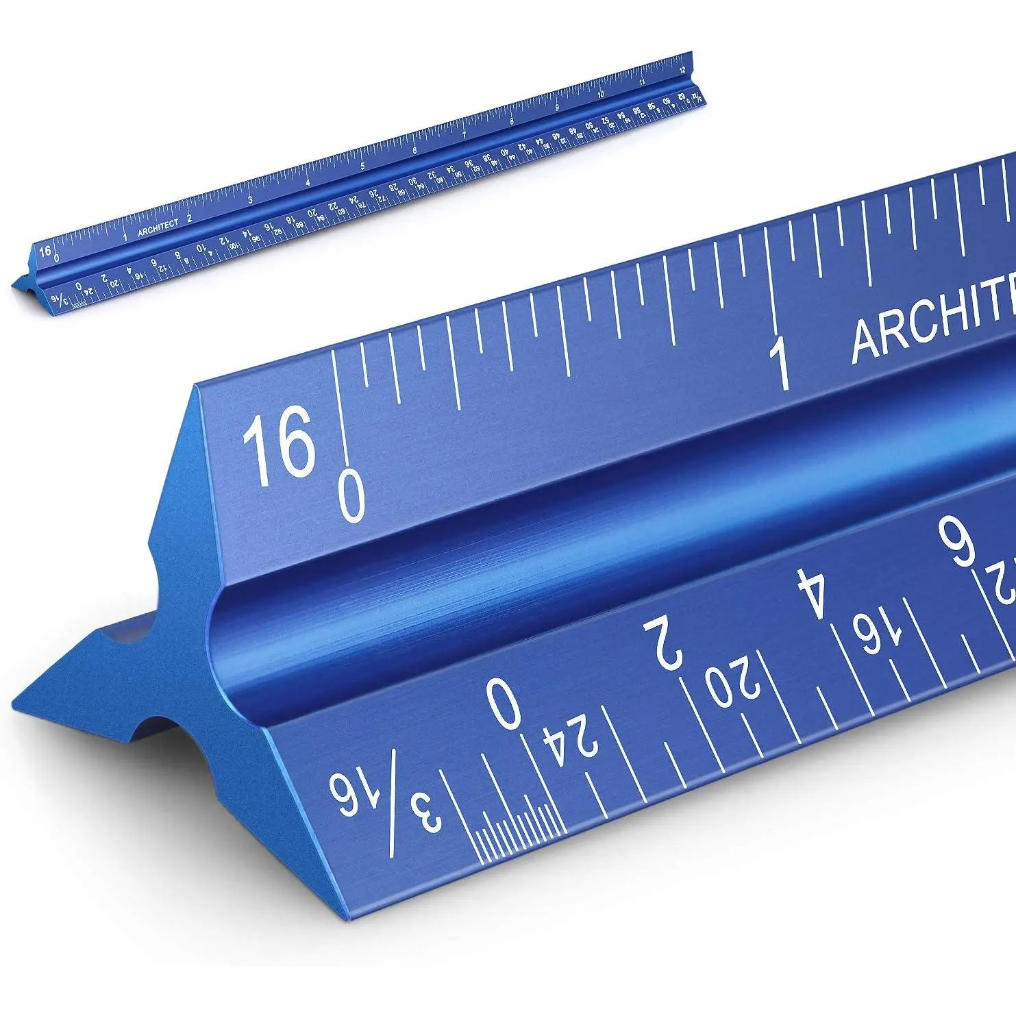 12" Architectural Scale Ruler Aluminum Architect Scale Triangular Scale Ruler for Architects, Draftsman, Students and Engineers, Blue