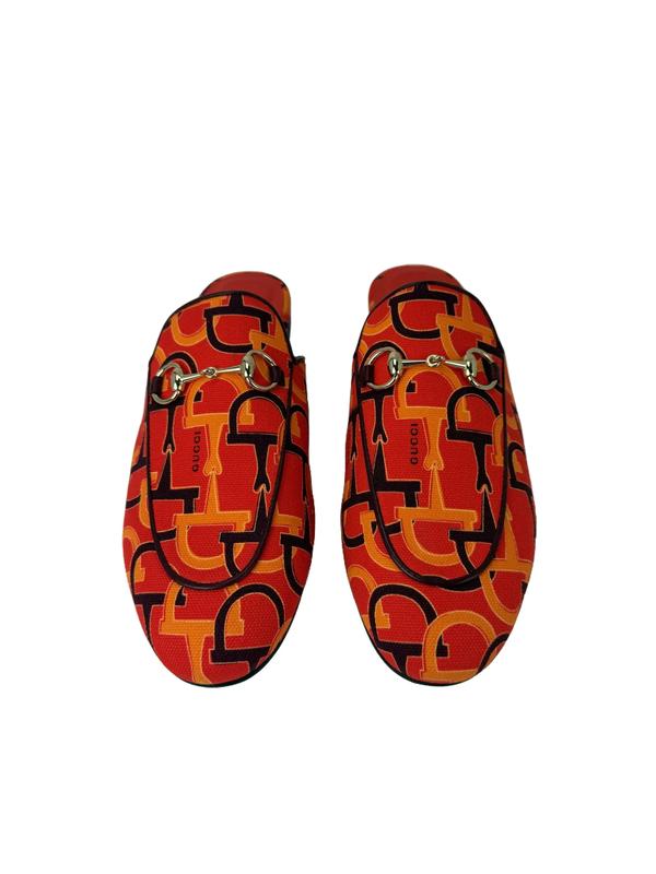 Gucci Princetown Horsebit Print Loafer Mules Slide Shoes Size 7.5