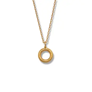 Gold Hammered Doughnut Pendant Necklace